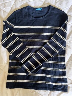 J. McLaughlin Navy & White Striped Long-Sleeve Crew